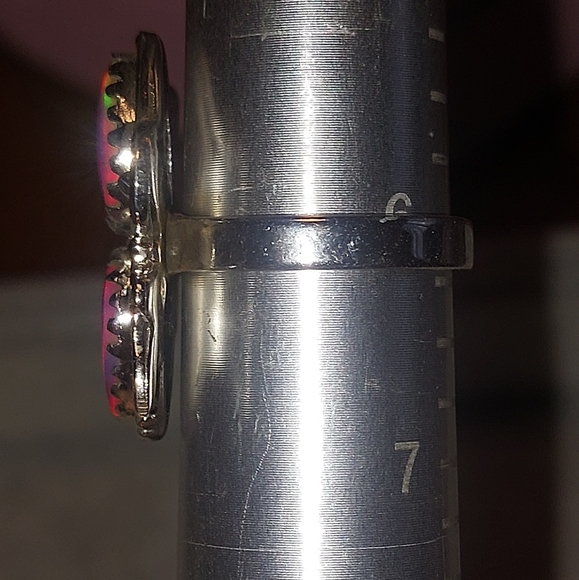 Aurora Opal Double Stone Sterling Silver Statement Ring - Picture 9 of 9